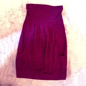 NWT H&M Dress w/Pockets Plum Strapless Knit